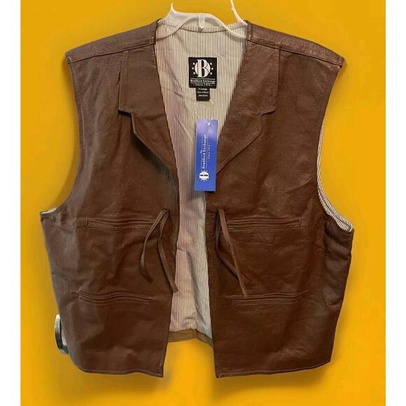 The Bradford Exchange John Wayne Brown Leather Vest Men’s NWT Size XL New A112 - Picture 1 of 10